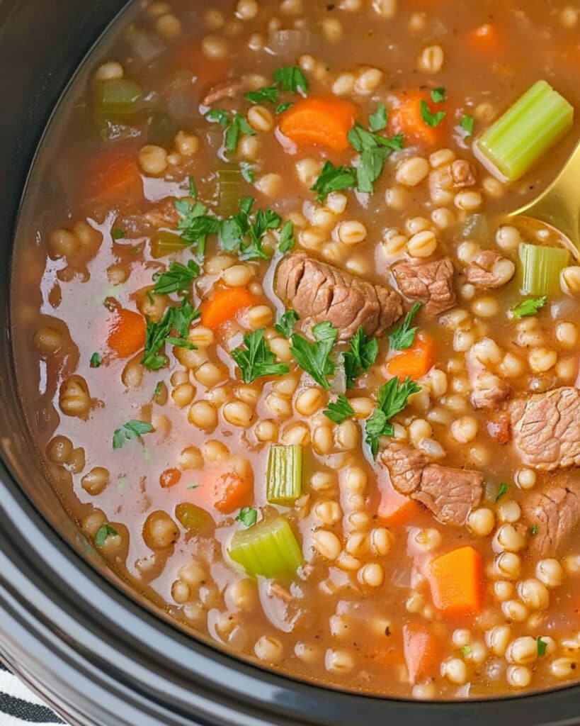 Slow Cooker Beef and Barley Soup Recipe