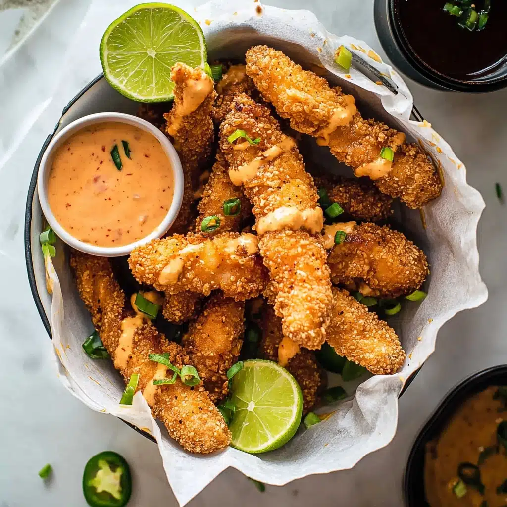 Crunchy Coconut Chicken Tenders with Bang Bang Sauce Recipe - Recipe Image