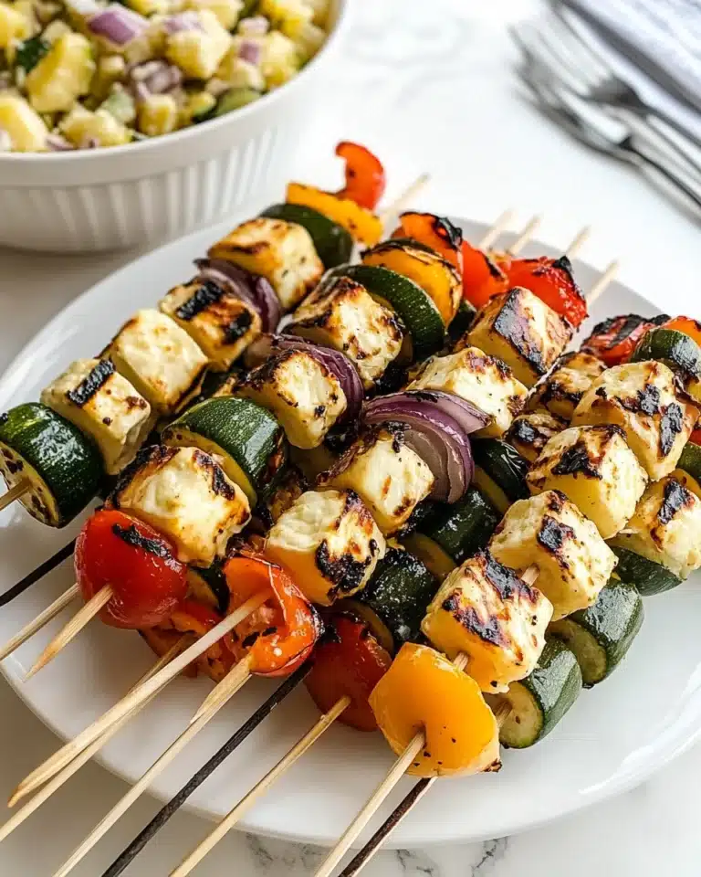 Grilled Halloumi Veggie Kebabs with Greek Flavors Recipe