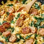 Creamy Spinach and Sausage Orzo Skillet Recipe