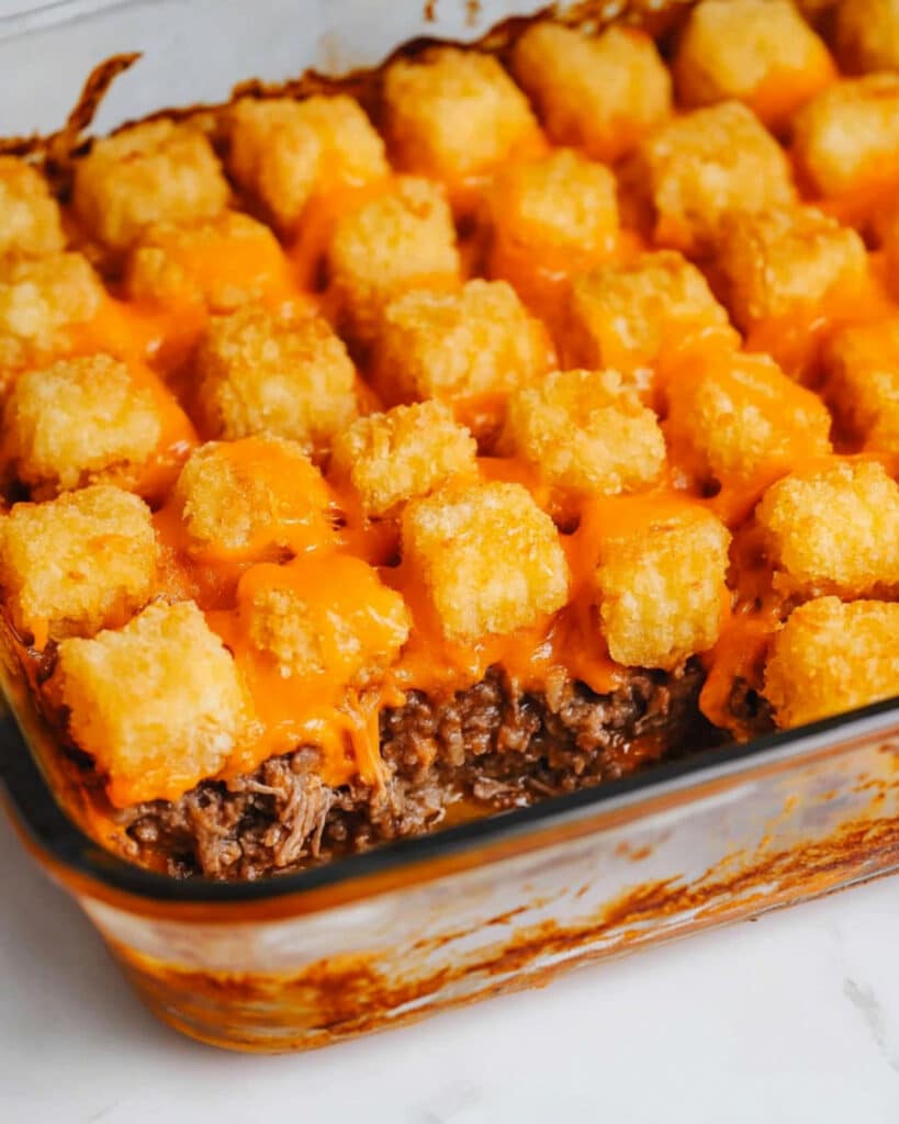 Roast Beef and Cheddar Tater Tot Casserole Recipe