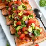 Grilled Salmon Bruschetta with Avocado Recipe