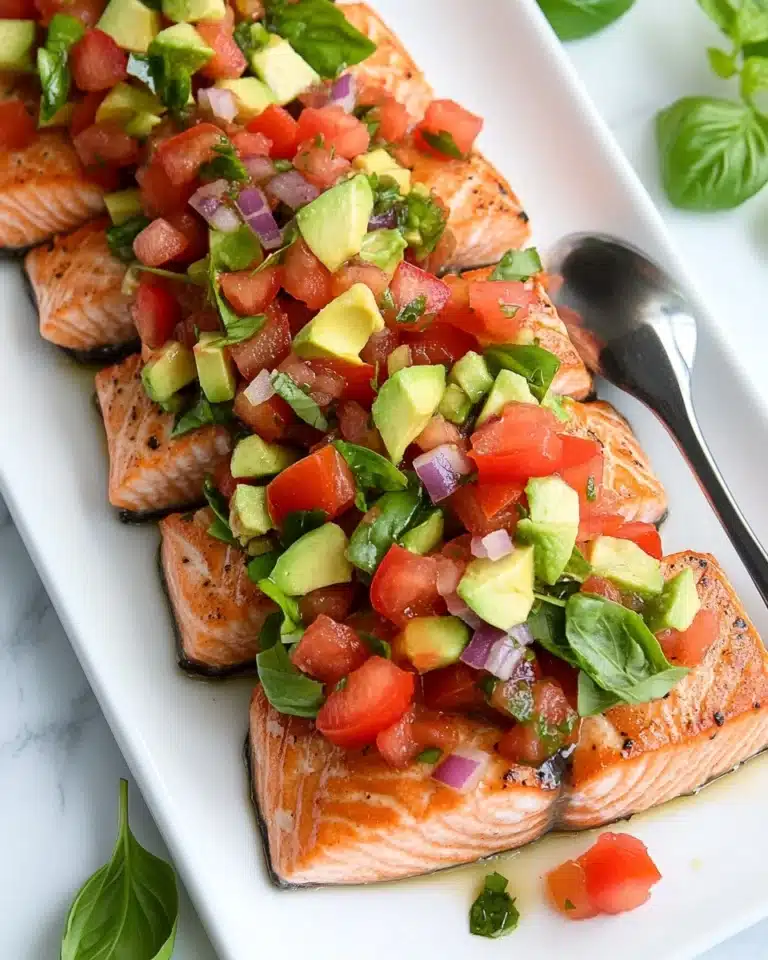 Grilled Salmon Bruschetta with Avocado Recipe