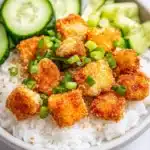 Honey Garlic Crispy Air Fryer Salmon Bites Recipe