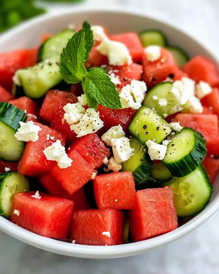 Watermelon Salad with Feta and Cucumber Recipe