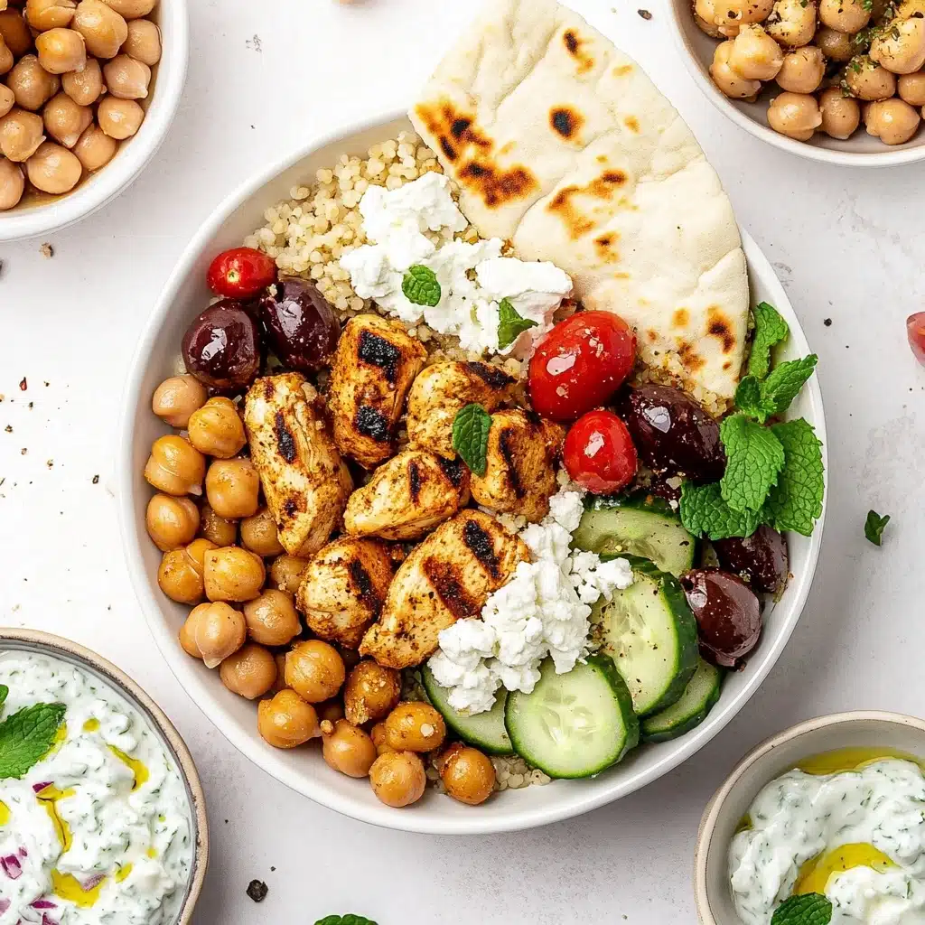Greek Chicken Bowls with Toasted Pearl Couscous Recipe - Recipe Image