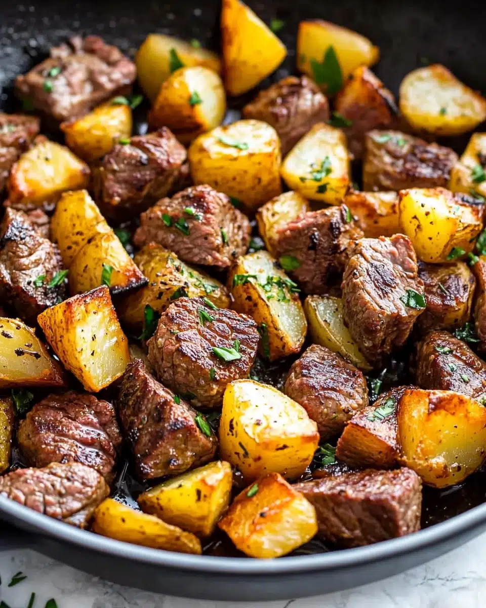 Garlic Butter Steak Bites and Potatoes Recipe
