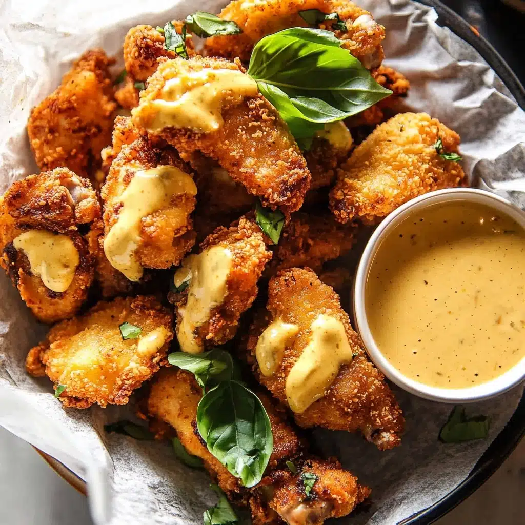 Pretzel Chicken Fingers with Honey Mustard Cheese Sauce. Recipe - Recipe Image