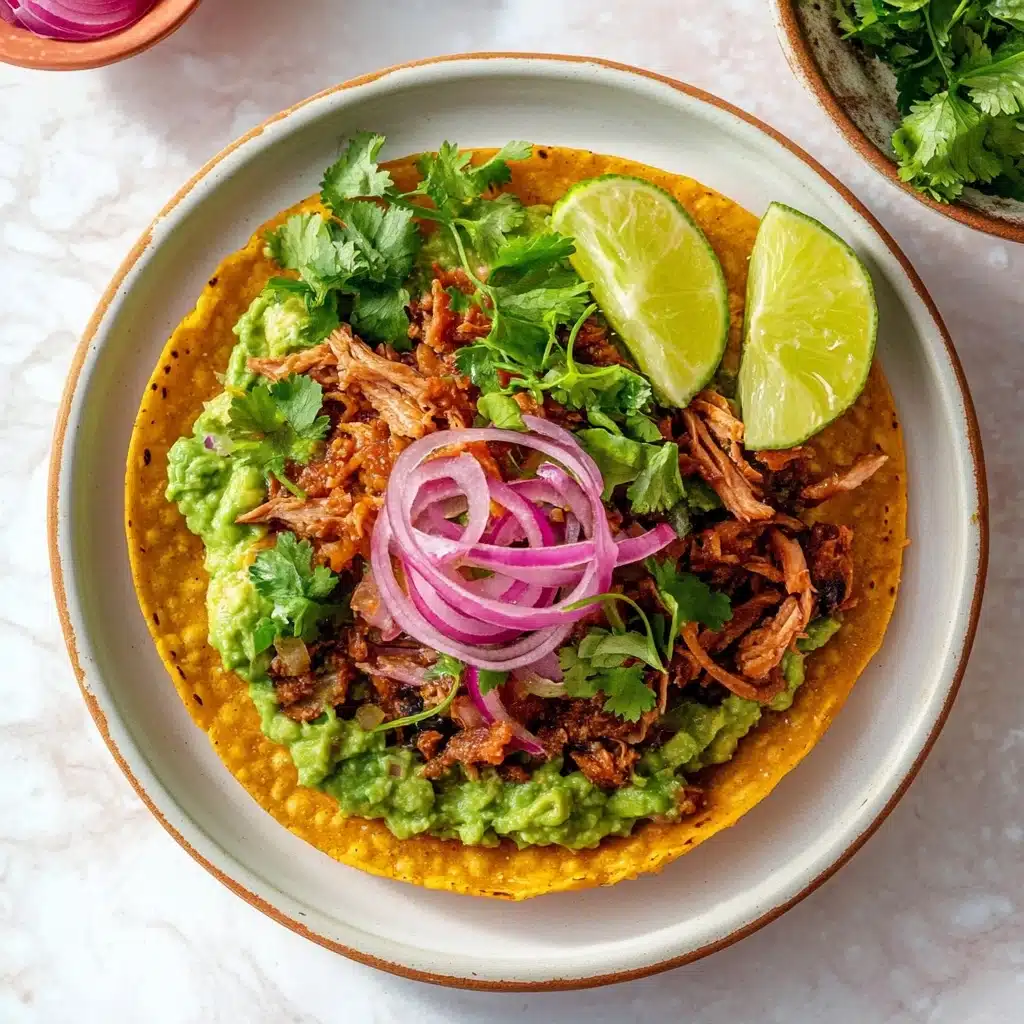 Easy Rotisserie Chicken Tostadas with Quick Pickled Onions Recipe - Recipe Image