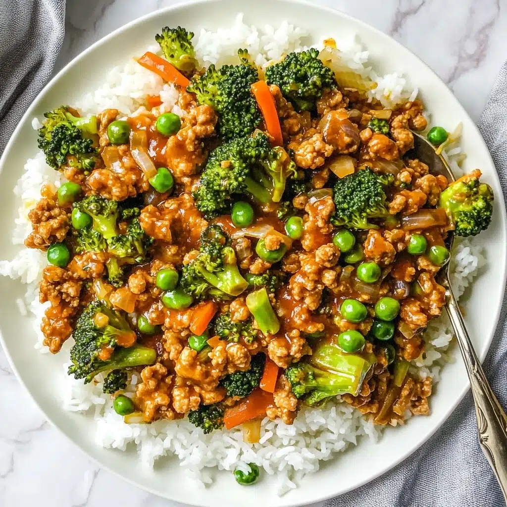 Teriyaki Ground Turkey with Broccoli, Peas, and Rice Recipe - Recipe Image