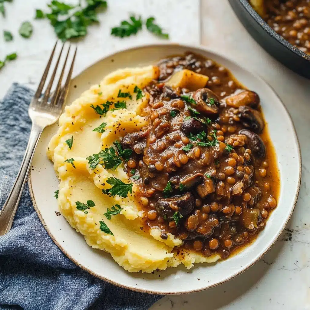 Lentil Mushroom Stew over Mashed Potatoes Recipe - Recipe Image