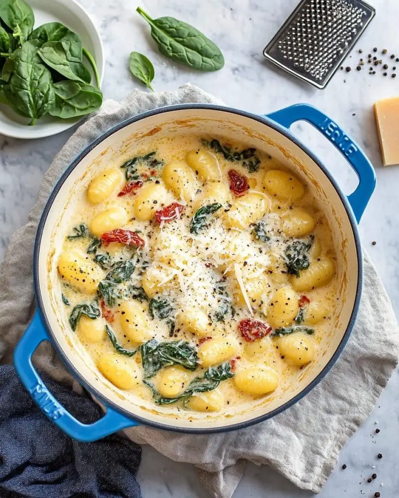 Tuscan Butter Gnocchi with Sun-Dried Tomatoes and Spinach Recipe