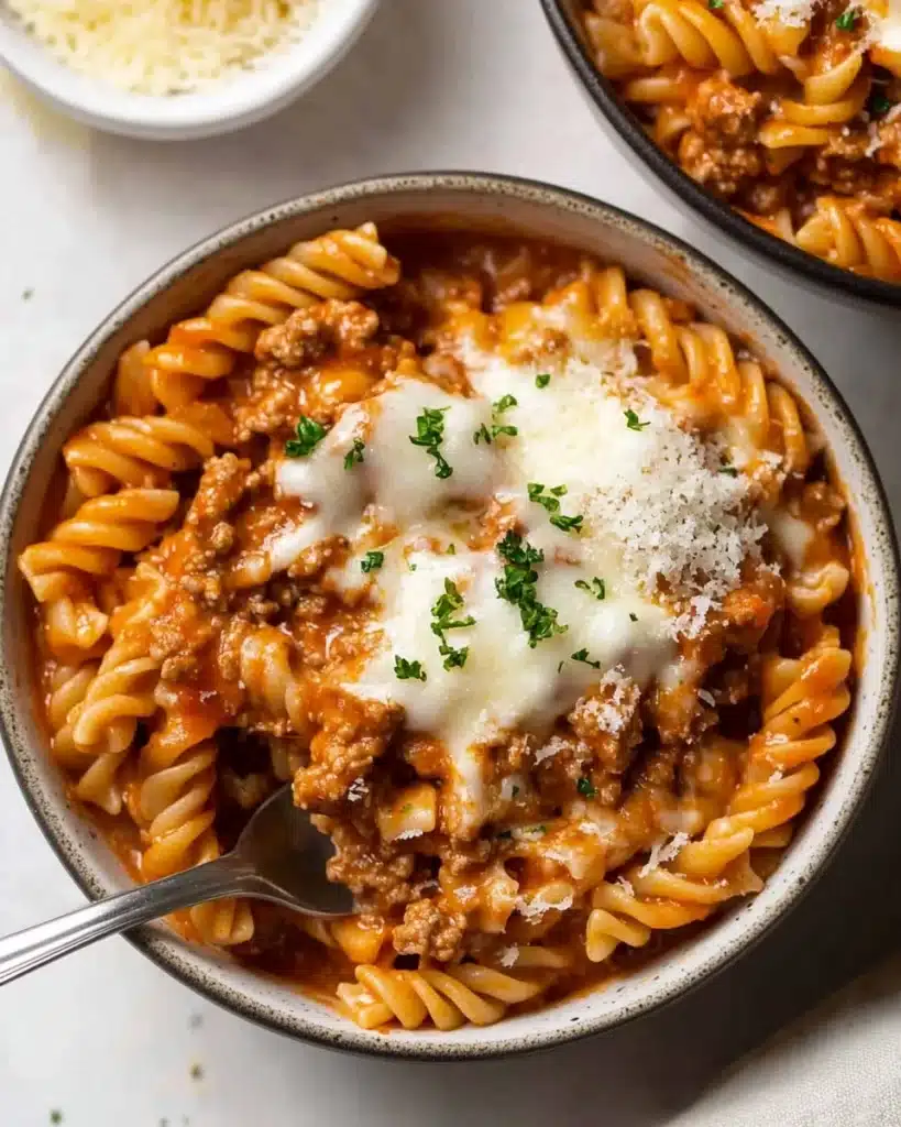 One Pot Creamy Tomato Beef Pasta Recipe