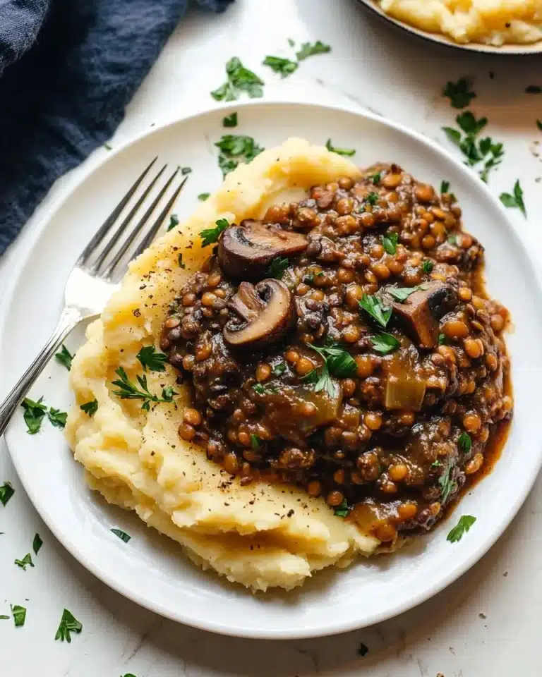 Lentil Mushroom Stew over Mashed Potatoes Recipe