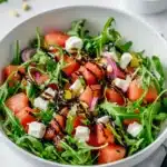 Arugula and Watermelon Salad with Red Onion, Feta and Pine Nuts Recipe