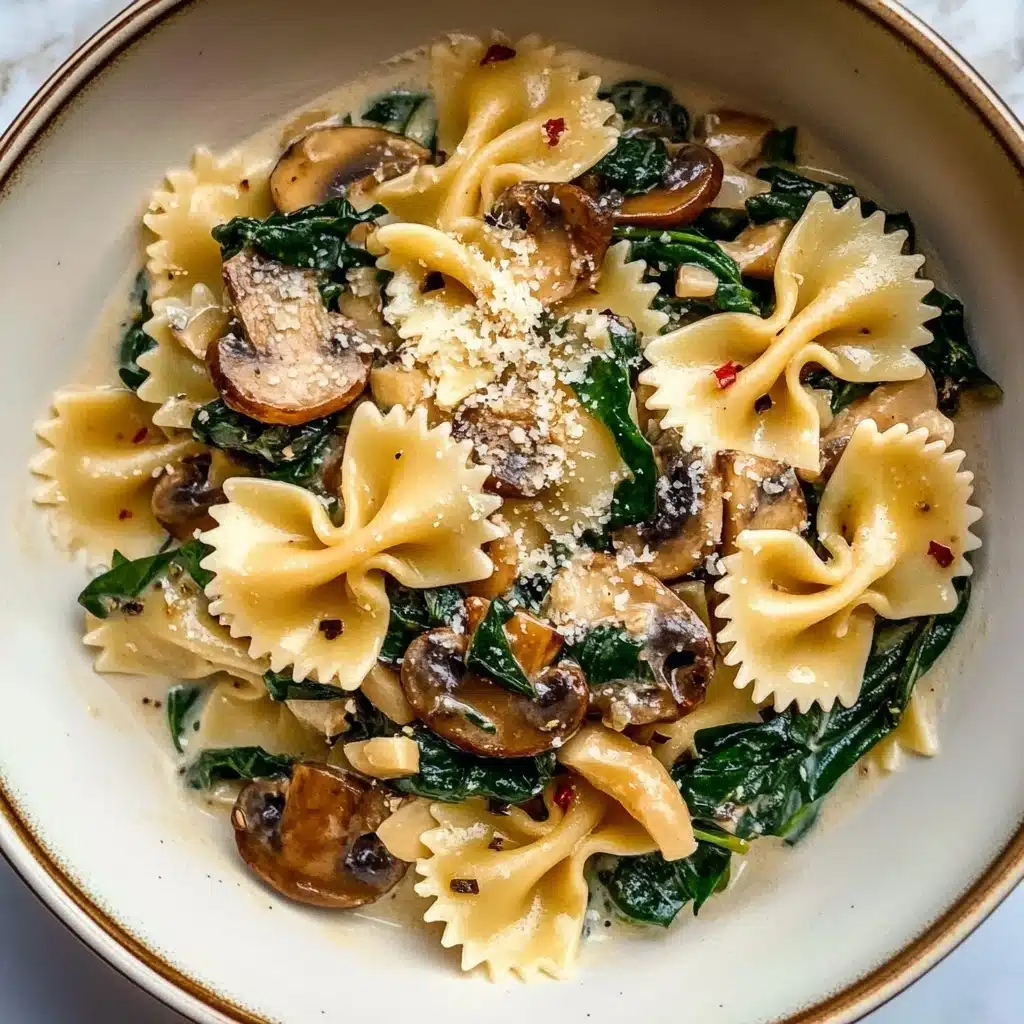 Spinach & Mushroom Pasta Recipe - Recipe Image