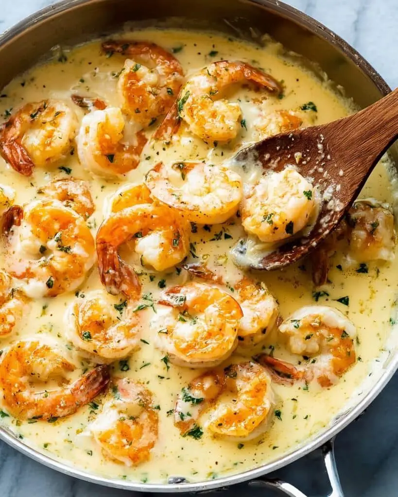 Creamy Garlic Prawns with Parmesan and White Wine Recipe