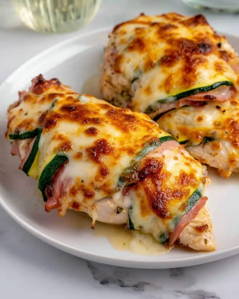 Hasselback Chicken with Canadian Bacon, Zucchini, and Monterey Jack Recipe