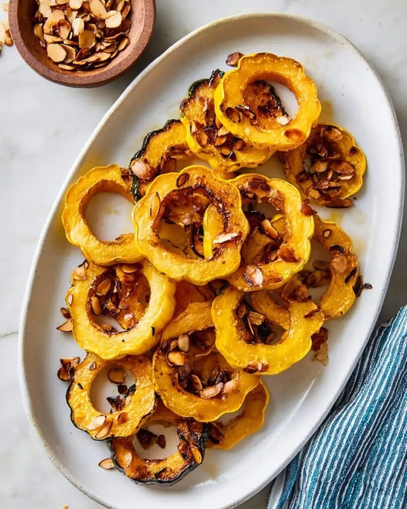 Roasted Delicata Squash with Toasted Almond and Sage Topping Recipe