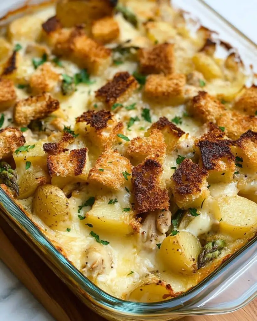 Tarragon Chicken Bake with Asparagus and Crispy Potatoes Recipe