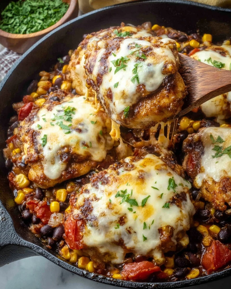 A white plate holds three main parts: on the left side, a layer of cooked rice with a soft white texture and a few lime wedges on top; next to the rice, a colorful mix of black beans, corn kernels, tomato pieces, and onions with a slightly saucy look; on top of this mix, a golden-brown cooked piece of meat covered with a melted layer of yellow and white cheese, sprinkled with small green herbs. A silver fork rests on the bottom left of the plate, partly under the food, and a knife points into the plate from the right side. The plate sits on a dark wooden surface with a red-and-white checkered cloth nearby, with two small red tomatoes partly visible near the top and bottom edges. photo taken with an iphone --ar 4:5 --v 7