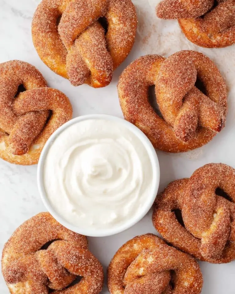 Cinnamon Sugar Soft Pretzels with Cream Cheese Frosting Dip Recipe