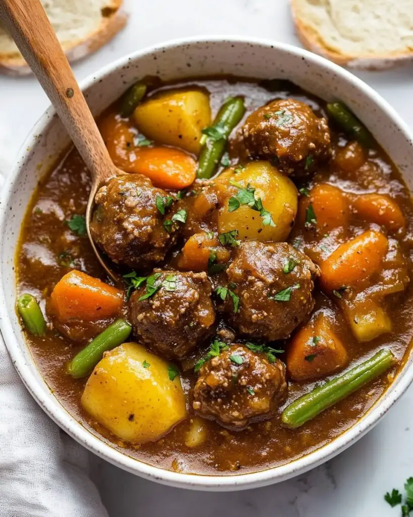 Hearty Meatball Stew with Vegetables and Herbs Recipe