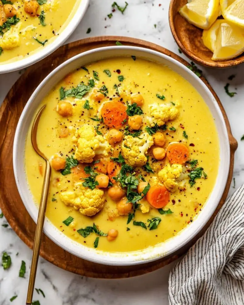 Golden Chickpea and Cauliflower Curry Soup Recipe