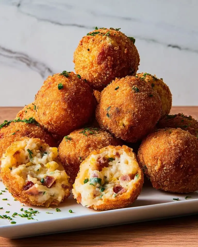 Fried Mashed Potato Balls with Bacon and Cheddar Recipe