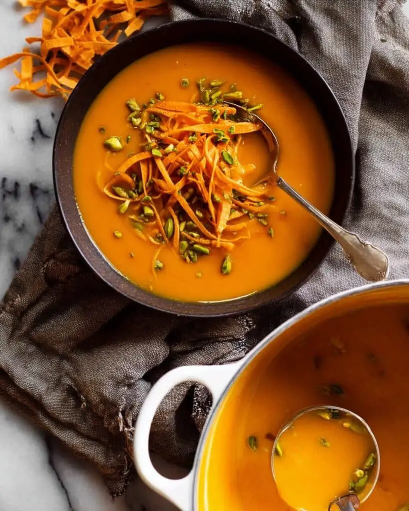 Sweet Potato Soup with Cumin and Crispy Flatbread Strips Recipe