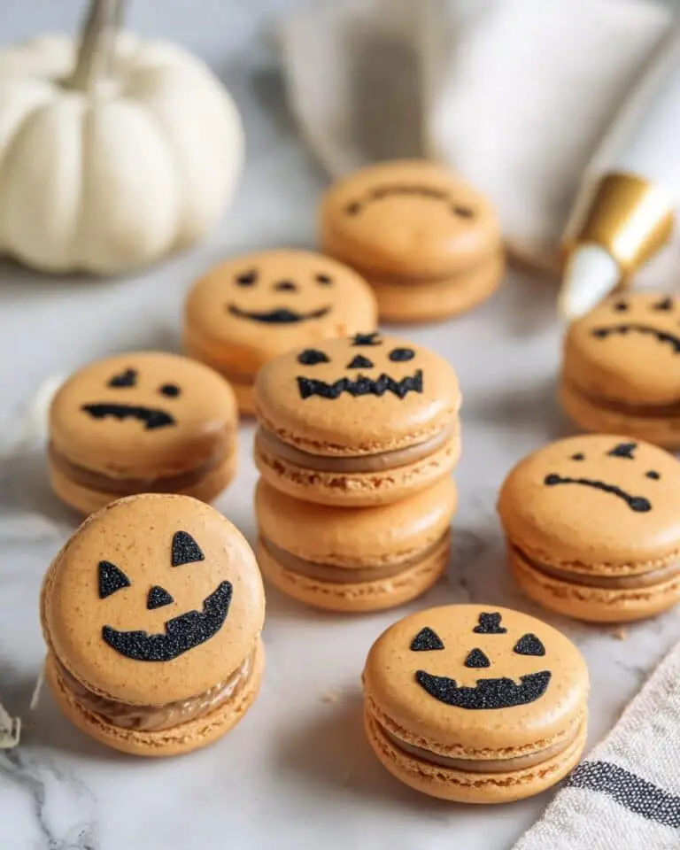 Pumpkin Spice Macarons with Jack-O-Lantern Faces Recipe