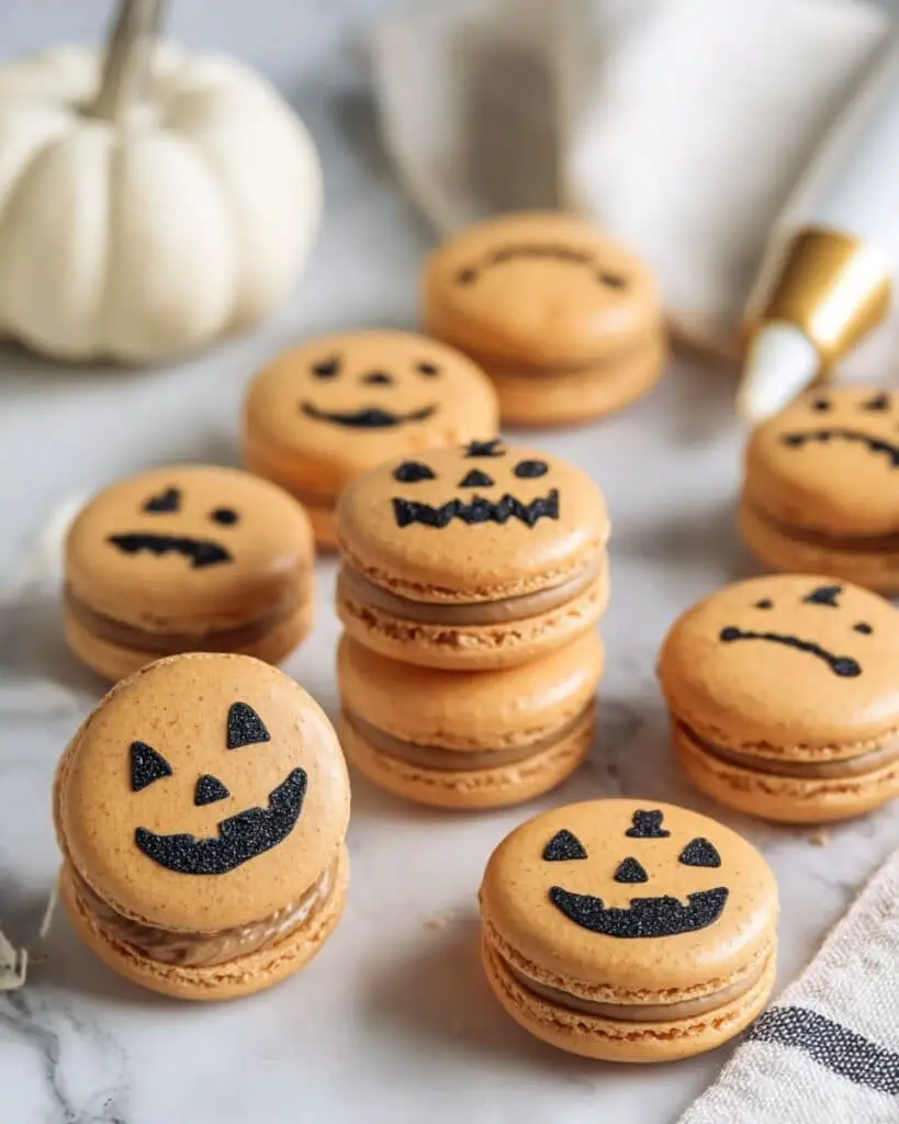 Pumpkin Spice Macarons with Jack-O-Lantern Faces Recipe