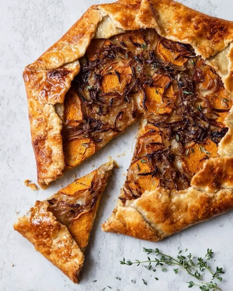 Butternut Squash Galette with Caramelized Onions and Parmesan Recipe