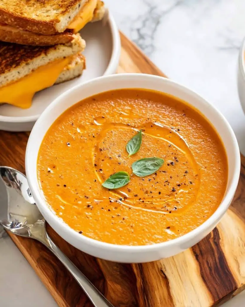 Baked Boursin Soup with Roasted Vegetables and Melty Grilled Cheese Recipe