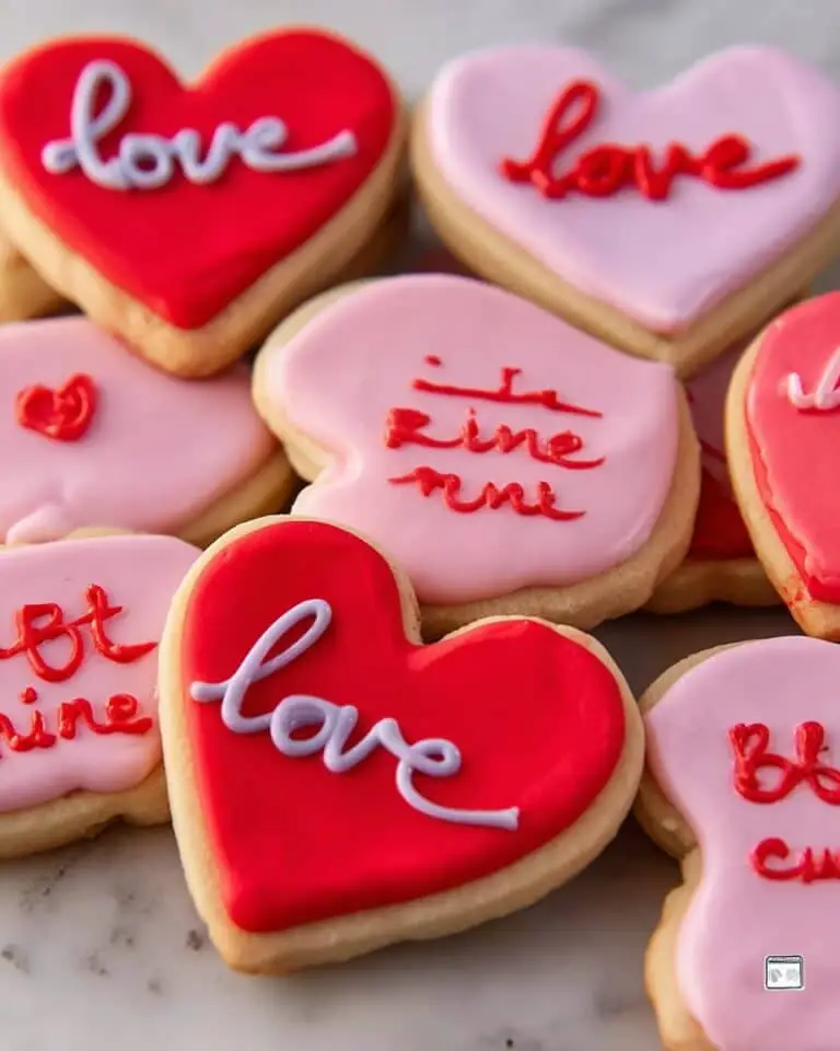 Heart Shaped Cookies with Pink and Red Royal Icing Recipe