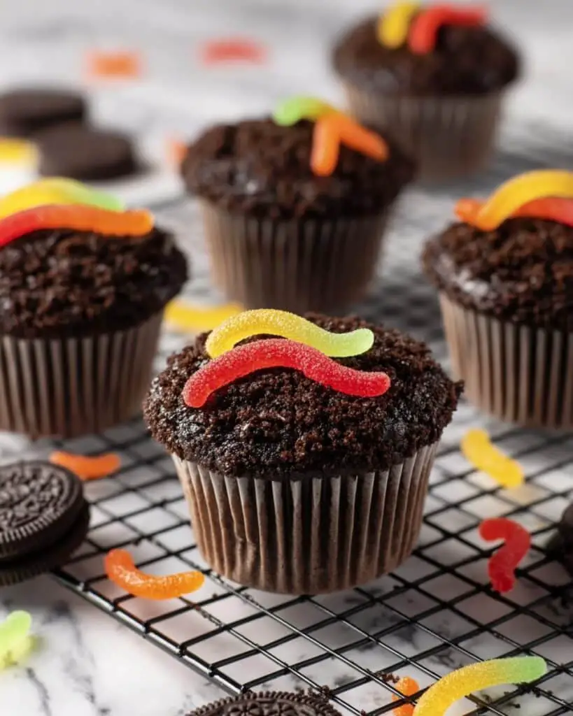 Pudding Filled Dirt Cupcakes Recipe