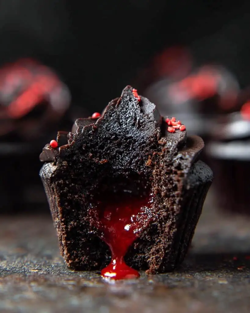 Bleeding Black Halloween Cupcakes Recipe