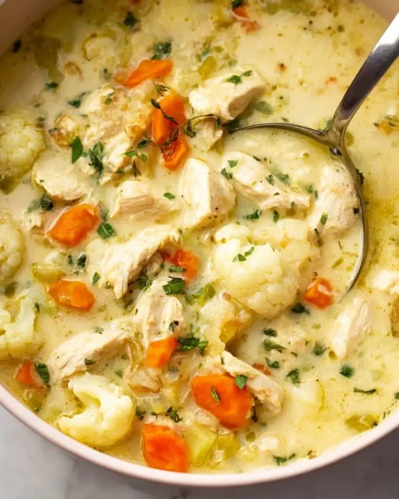 Creamy Chicken and Cauliflower Soup with Coconut Milk Recipe