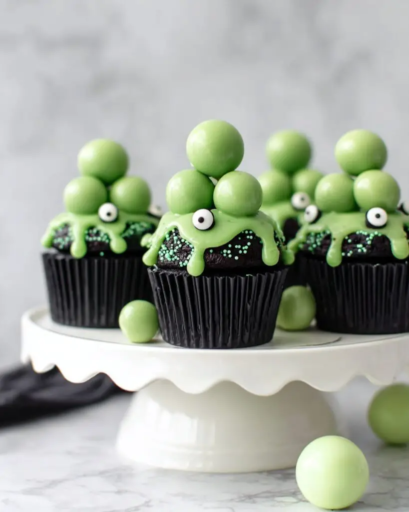 Witch’s Cauldron Cupcakes with Chocolate Sphere Decorations Recipe
