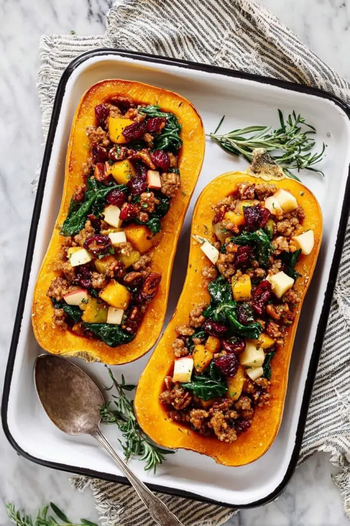 Apple Sausage Stuffed Butternut Squash Recipe