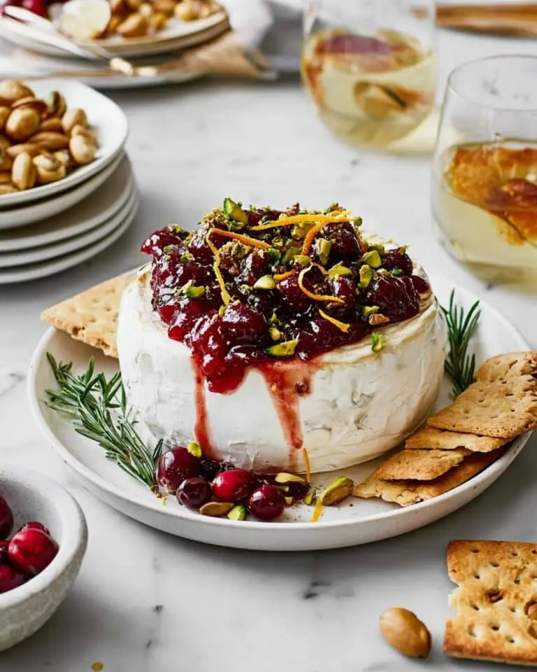 Baked Brie with Cranberry Sauce and Pistachios Recipe