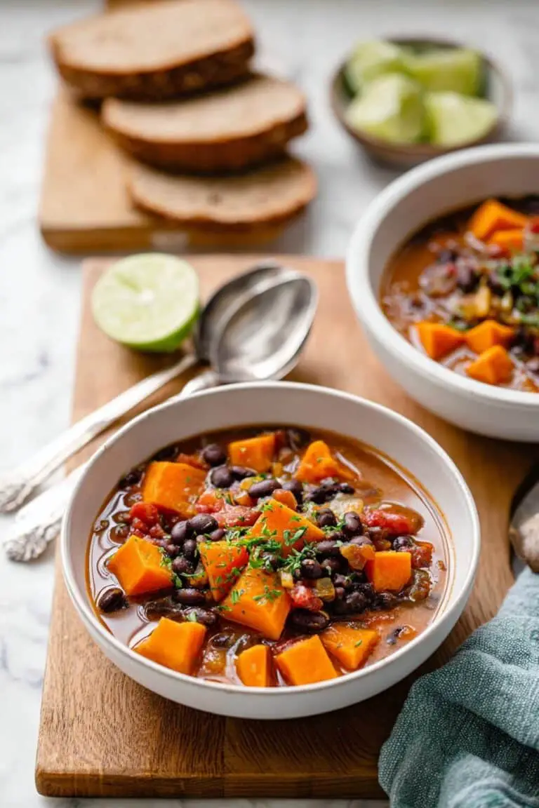 Sweet Potato Black Bean Soup with Ginger and Lime Recipe