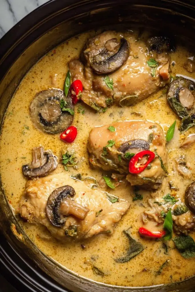 Slow Cooker Creamy Chicken and Mushrooms Recipe