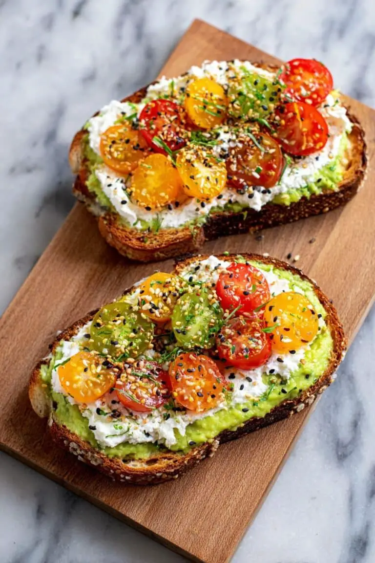 Avocado Cottage Cheese Toast with Everything But The Bagel Seasoning Recipe