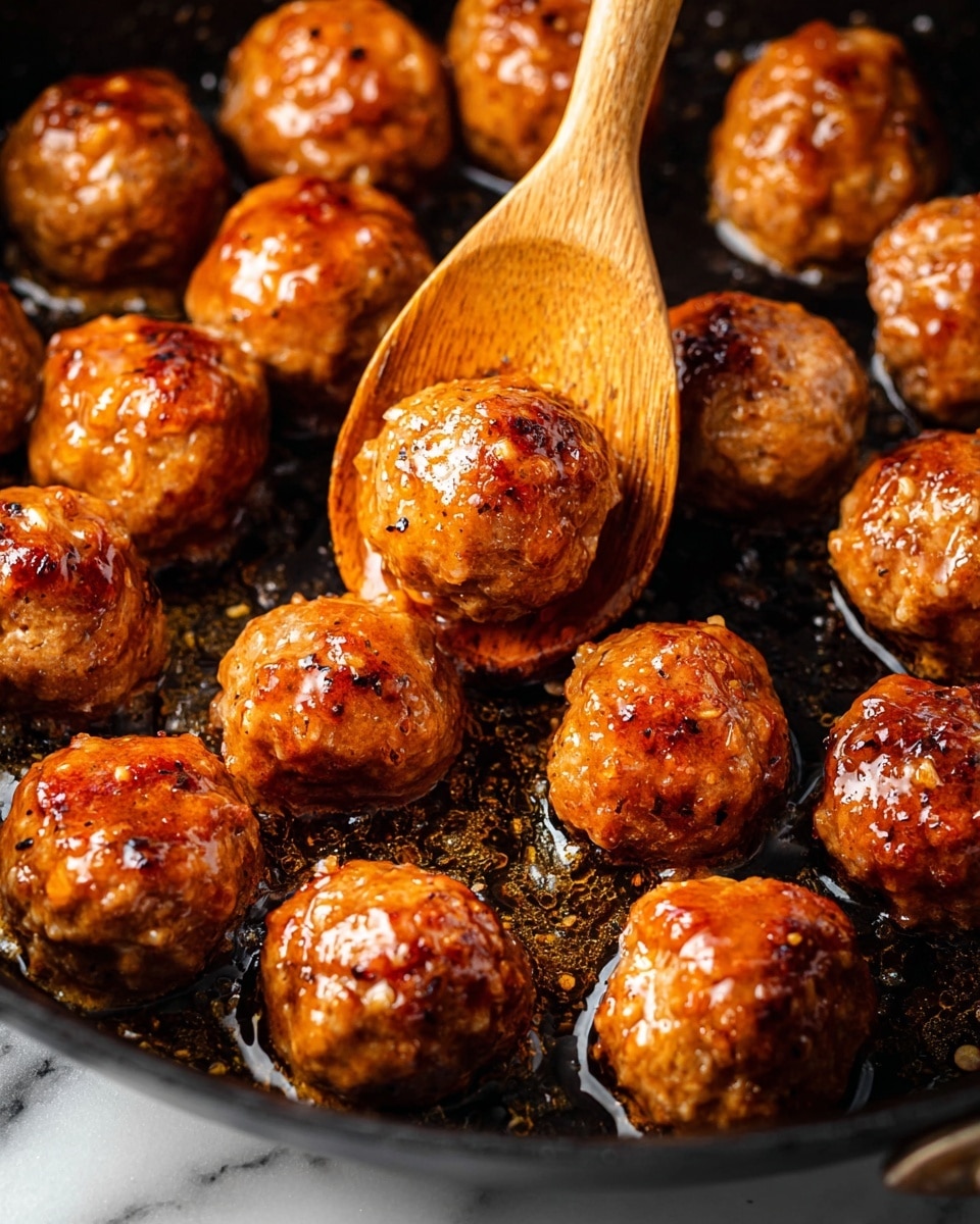 The image shows many pieces of food wrapped in bacon on a silver tray with a white marbled background. Each piece has a dark, glossy center wrapped tightly with crispy, golden-brown bacon secured by a toothpick. The bacon looks shiny and caramelized, with small green herb bits sprinkled on top, and fresh green parsley placed around the tray for decoration. The food pieces are arranged in rows, filling the tray, and the textures contrast between the smooth, dark filling and the crinkly, cooked bacon. Photo taken with an iphone --ar 4:5 --v 7