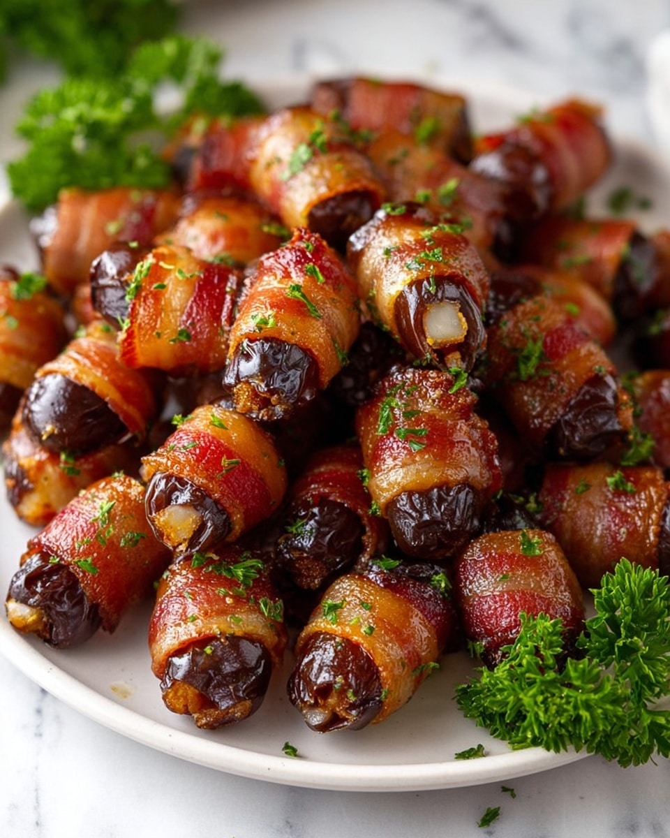 There are about eight small round meatballs, each with a glossy, shiny brown glaze and small bits of green herbs sprinkled on top. Each meatball has a short wooden pick stuck into it, making them easy to hold. The meatballs are placed on a white plate with fine, curved brown lines. The plate sits on a surface with a white marbled texture. Some extra green herbs are scattered around the plate photo taken with an iphone --ar 4:5 --v 7