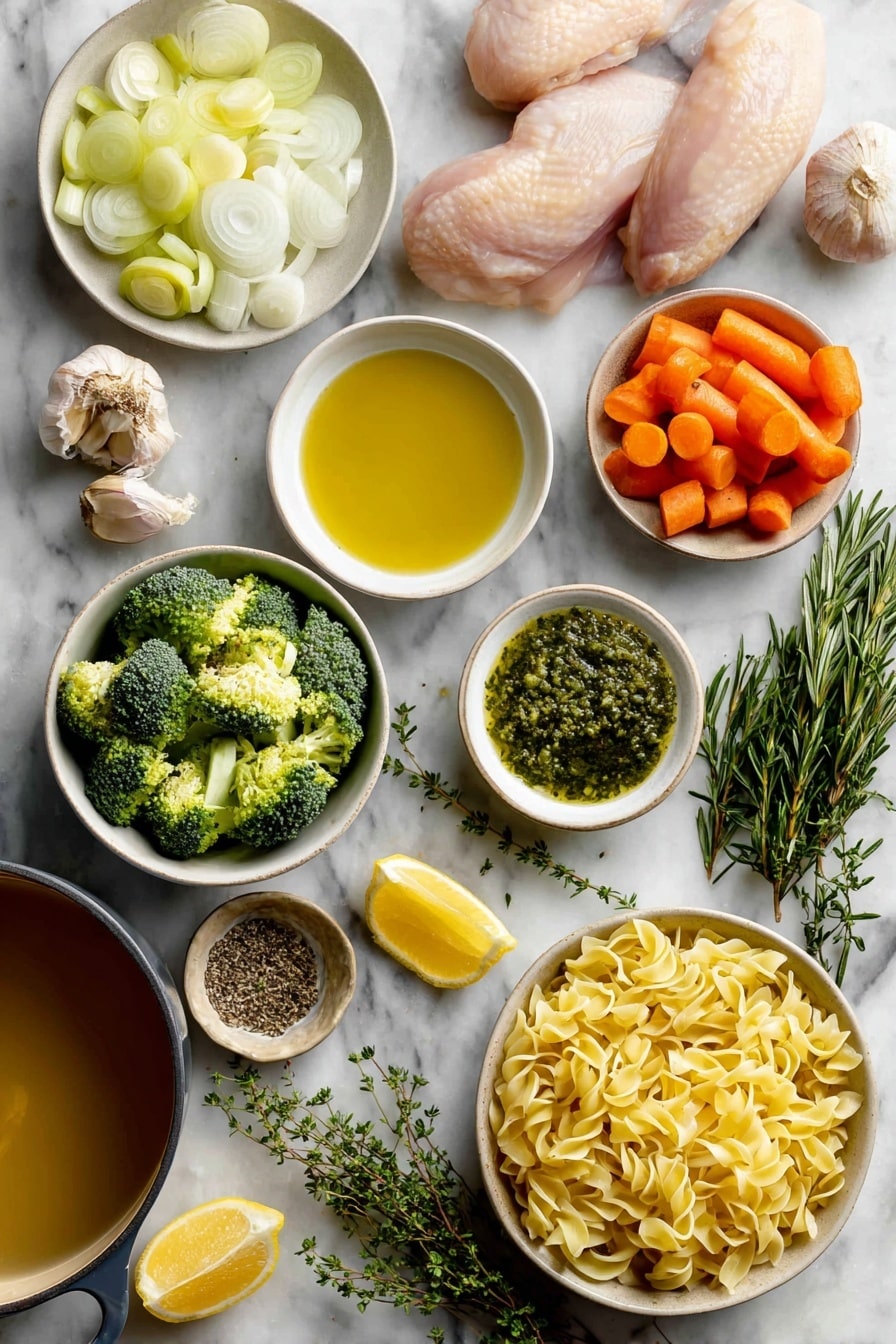 Flat lay of two tablespoons of olive oil in a small glass container, one small chopped sweet onion, three peeled garlic cloves, one medium peeled russet potato cut into chunks, three medium peeled chopped carrots, a small bowl of raw cashews, a clear cup of vegetable broth, a small heap of nutritional yeast, a teaspoon of smoked paprika in a spoon, four cups of finely chopped broccoli florets in a bowl, and a generous handful of shredded vegan cheddar cheese scattered loosely placed on a white marble surface, photo taken with an iphone --ar 2:3 --v 7 - Vegan Broccoli Cheddar Soup, dairy-free broccoli cheddar soup, plant-based broccoli cheese soup, healthy vegan soup recipes, quick vegan broccoli soup