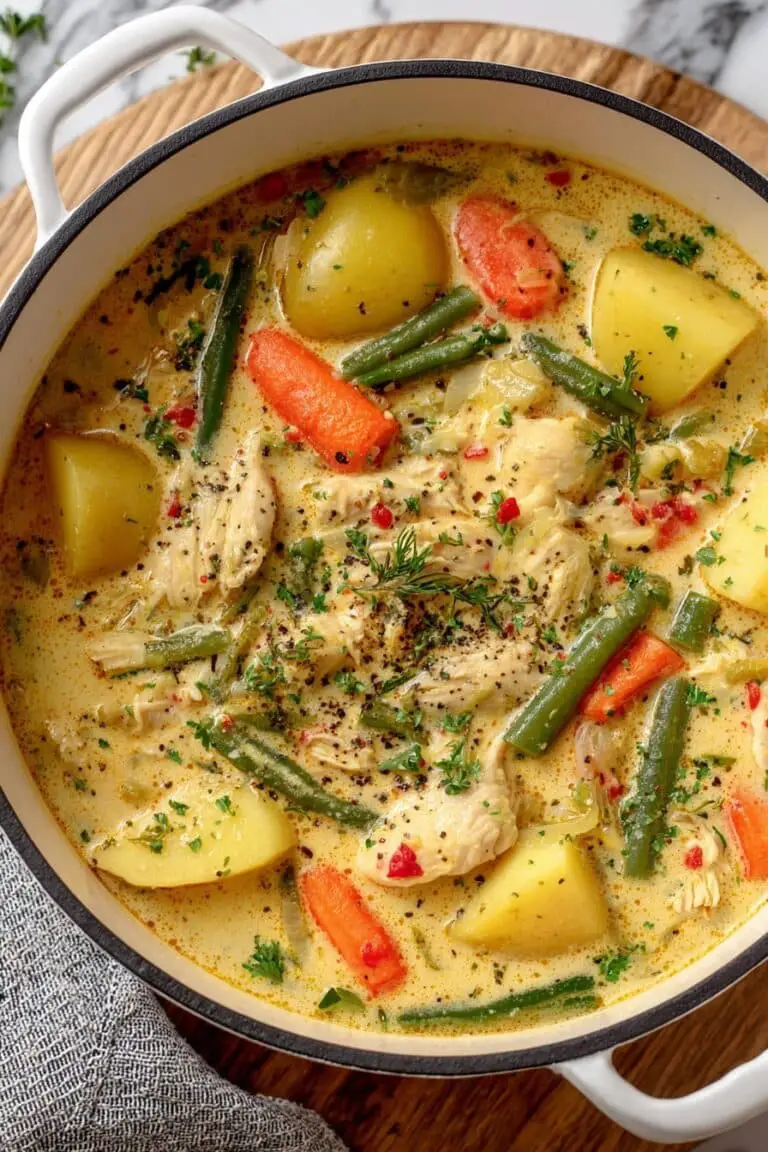 Hearty Chicken Stew with Root Vegetables and Cream Recipe