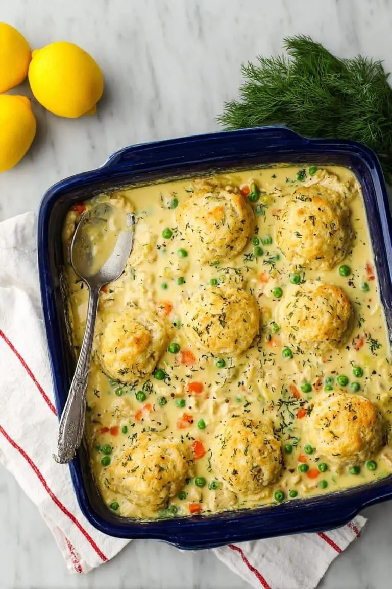 Turkey and Biscuits Casserole with Lemon and Dill Recipe