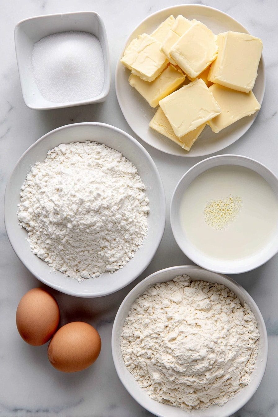 Flat lay of thin slices of unsalted butter, a small white bowl of granulated sugar, a few crystals of kosher salt scattered neatly, a small white bowl with warm whole milk, a small white bowl with foamy active dry yeast dissolved in milk, one large whole uncracked egg with a clean shell, a neat pile of all-purpose flour, and a small white bowl with vegetable oil, all arranged in perfect symmetry on a clean white marble surface, soft natural light, photo taken with an iPhone, professional food photography style, fresh ingredients, white ceramic bowls, no bottles, no duplicates, no utensils, no packaging --ar 2:3 --v 7 --p awthu7i m7354615311229779997 - Homemade Fluffy Dinner Rolls, soft dinner rolls, buttery dinner rolls, easy dinner rolls recipe, homemade bread rolls